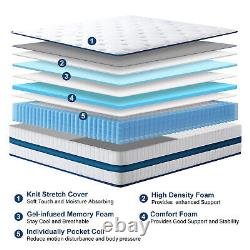 12 Inch Queen Size Mattress Hybrid Bed in A Box Pressure Relief Made In USA
