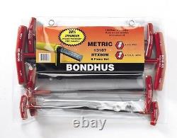Bondhus 18pc T Handle Ball End Hex Wrench Set Metric SAE Standard MADE IN USA