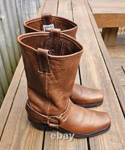 Frye Women's Square Toe Harness Boots Brown Size 9 Made In USA $400 WORN 3X