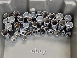 Lot of 37 12 pt. SAE Sockets SK Tools and Master Mechanic MADE IN THE USA