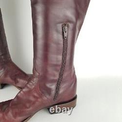 Lucchese Kemo Sabe Leather Black Cherry Tall Riding Boots Womens 9.5 Made In USA