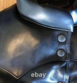 Men's Black Leather Vest Jacket Handmade Puffer Vest Stylish Snap Button Closure