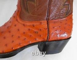 NOCONA Cognac Full Quill OSTRICH 8 Cowboy Boot Made in USA OLD STOCK NEW in BOX