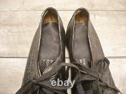 New Old Stock Mens Vintage Made in USA Black Leather Shoes Oxfords Lace Up 9.5