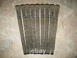 Set Of 9 Golf Pride Gold Full Cord Dimple Vintage Grips USA Made Rare Find