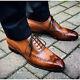 Tailor Made Tan Leather Oxford Wingtip Brogue Lace Up Dress Formal Shoe
