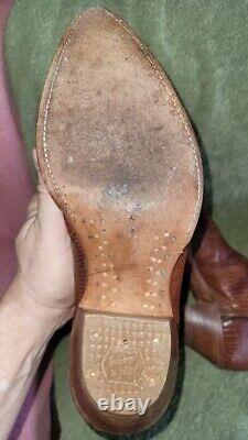 Tony Lama Lizard Skin Boots Size 10 1\2 -E Lt Brown Leather Embroidered Made USA