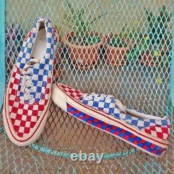 Vintage 80s Style 95 Vans Era Made in USA Red White Blue Checkerboard Men US 9.5