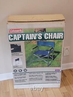 Vintage Coleman Captain's Chair Blue Green Old Stock Made In USA VTG