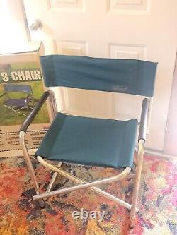 Vintage Coleman Captain's Chair Blue Green Old Stock Made In USA VTG