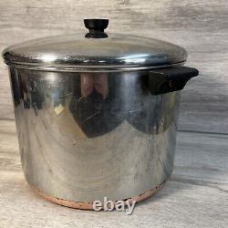 Vintage Revere Ware 16 QT 1801 Copper Clad Bottom Stock Pot withLid Made in USA