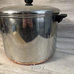 Vintage Revere Ware 16 QT 1801 Copper Clad Bottom Stock Pot withLid Made in USA