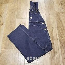 Vintage Sears Denim Bib Overalls 35x27 NOS 60s Union Made High Back Button Fly