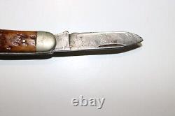 Vintage Wards 3 Blade Bone Stag Standard Cattle Pocket Knife Made In USA #432