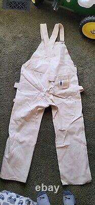 Vintage sears Overalls Carpenter Painters Bibs White Union Made USA dead stock