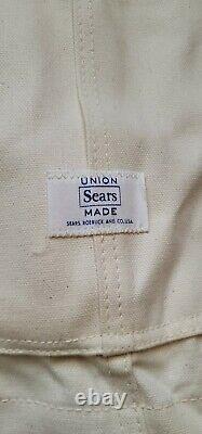 Vintage sears Overalls Carpenter Painters Bibs White Union Made USA dead stock