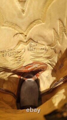 Bottes en peau de lézard Tony Lama Taille 10 1\2 -E en cuir marron clair brodé fabriquées aux États-Unis
