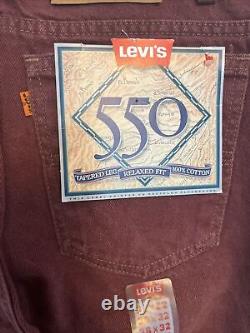 Jean Vintage Levis 550 taille 36x32, stock mort neuf avec étiquette, fabriqué aux États-Unis, étiquette orange.