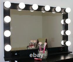 Miroir de vanité XL avec paillettes et lumières 40 x 28 Fabriqué aux États-Unis