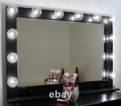 Miroir de vanité XL avec paillettes et lumières 40 x 28 Fabriqué aux États-Unis