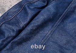 Nouvelle veste en cuir de mouton bleu rétro pour motard usée pour homme