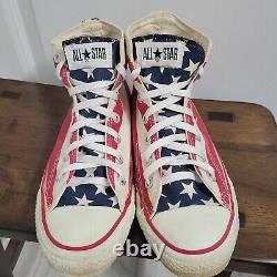 Rares baskets montantes Converse All Star avec drapeau américain, fabriquées aux États-Unis, taille 6 pour hommes.