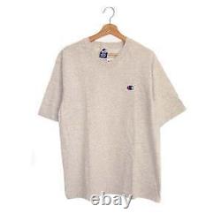 T-shirt à manches courtes Champion 90'S Dead Stock V-Neck, fabriqué aux États-Unis, gris pour hommes