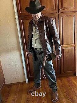 Veste Indiana Jones pour hommes en détresse, costume de Harrison Ford, veste marron
