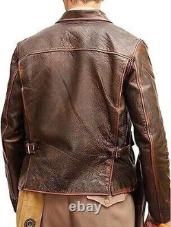 Veste Indiana Jones pour hommes en détresse, costume de Harrison Ford, veste marron