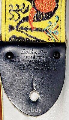 'Vtg Bobby Lee/Sottile Mfg. Sangle de guitare à thème d'éléphant tissée RARE Fabriquée aux États-Unis'